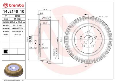 BREMBO 14.E146.10 EAN: 8020584312506.