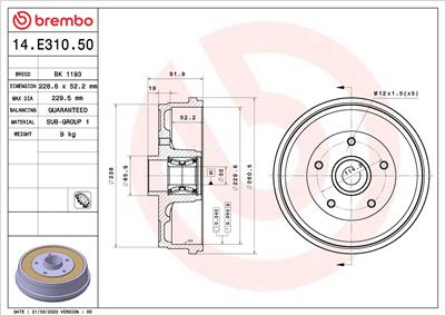 BREMBO 14.E310.50 EAN: 8020584324745.
