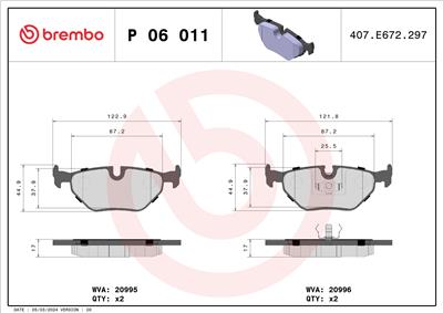 BREMBO P 06 011 Číslo výrobce: 20996. EAN: 8020584050118.