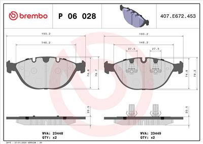 BREMBO P 06 028 Číslo výrobce: 23449. EAN: 8020584050286.