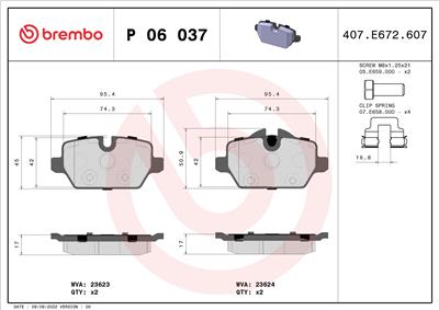 BREMBO P 06 037 Číslo výrobce: 23624. EAN: 8020584059357.