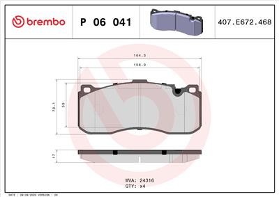 BREMBO P 06 041 Číslo výrobce: 24316. EAN: 8020584059890.