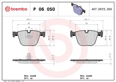 BREMBO P 06 050 Číslo výrobce: 24495. EAN: 8020584059982.