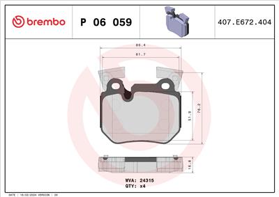 BREMBO P 06 059 Číslo výrobce: 24315. EAN: 8020584090237.