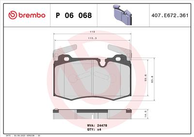 BREMBO P 06 068 Číslo výrobce: 24478. EAN: 8020584090329.