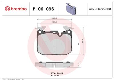 BREMBO P 06 096X Číslo výrobce: 25028. EAN: 8020584068670.