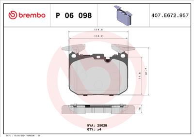 BREMBO P 06 098 Číslo výrobce: 25028. EAN: 8020584086995.