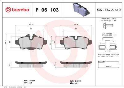 BREMBO P 06 103 Číslo výrobce: 24290. EAN: 8020584087312.