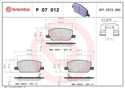 BREMBO P 07 012 Číslo výrobce: D2019 9144. EAN: 8020584115763.