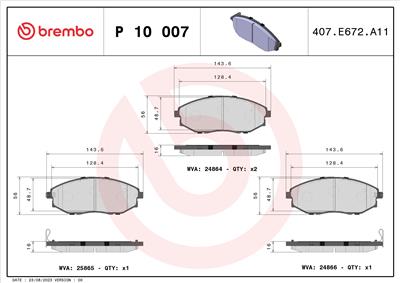 BREMBO P 10 007 Číslo výrobce: 24865. EAN: 8020584060063.