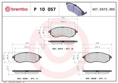 BREMBO P 10 057 Číslo výrobce: 25295. EAN: 8020584110812.