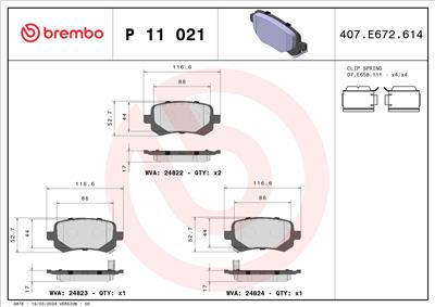 BREMBO P 11 021 Číslo výrobce: 24823. EAN: 8020584090428.