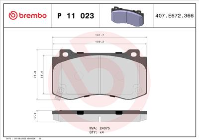 BREMBO P 11 023 Číslo výrobce: 24075. EAN: 8020584090442.