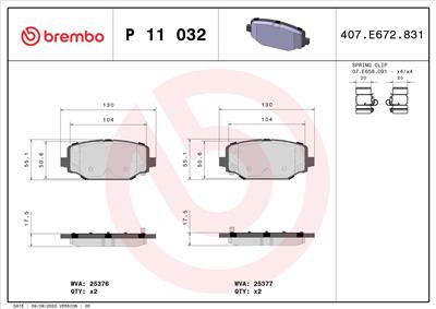 BREMBO P 11 032 Číslo výrobce: 25377. EAN: 8020584102862.