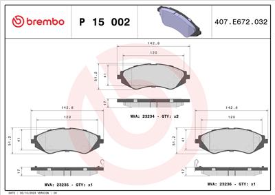 BREMBO P 15 002 Číslo výrobce: 23235. EAN: 8020584050552.