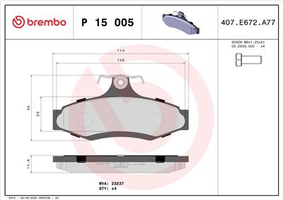 BREMBO P 15 005 Číslo výrobce: 23237. EAN: 8020584050583.