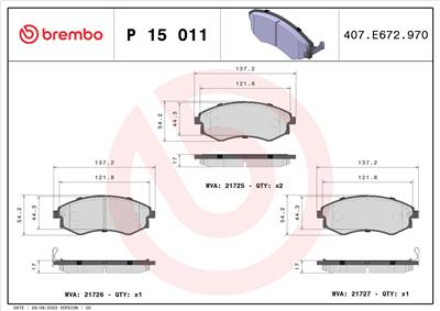 BREMBO P 15 011 Číslo výrobce: 21726. EAN: 8020584060193.