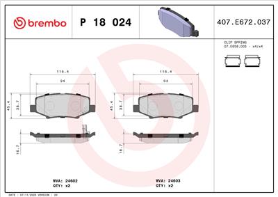BREMBO P 18 024 Číslo výrobce: 24603. EAN: 8020584102916.