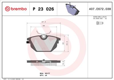 BREMBO P 23 026 Číslo výrobce: 23177. EAN: 8020584050965.