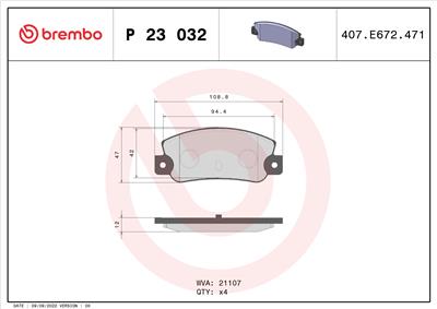 BREMBO P 23 032 Číslo výrobce: 21107. EAN: 8020584051023.