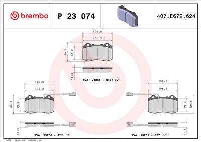 BREMBO P 23 074 Číslo výrobce: 23206. EAN: 8020584051443.