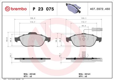 BREMBO P 23 075 Číslo výrobce: 23141. EAN: 8020584051450.