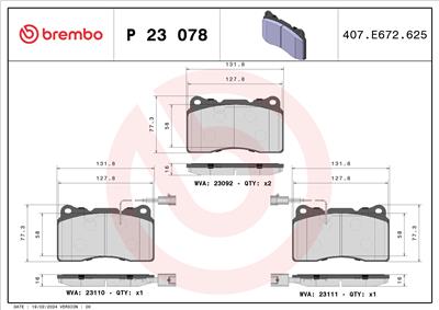 BREMBO P 23 078 Číslo výrobce: 23110. EAN: 8020584051481.