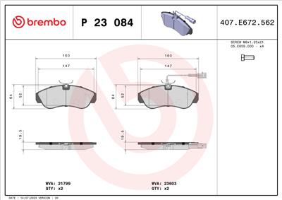 BREMBO P 23 084 Číslo výrobce: 23603. EAN: 8020584051542.