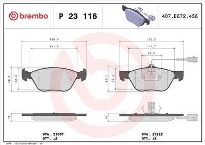 BREMBO P 23 116 Číslo výrobce: 23222. EAN: 8020584060292.