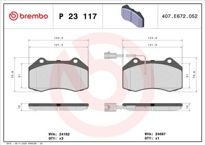BREMBO P 23 117 Číslo výrobce: 24687. EAN: 8020584060308.