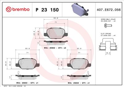BREMBO P 23 150 Číslo výrobce: 25653. EAN: 8020584109731.