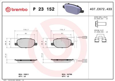 BREMBO P 23 152X Číslo výrobce: 24788. EAN: 8020584068724.
