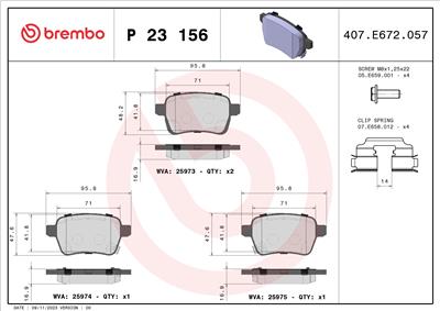 BREMBO P 23 156 Číslo výrobce: 25974. EAN: 8020584112182.