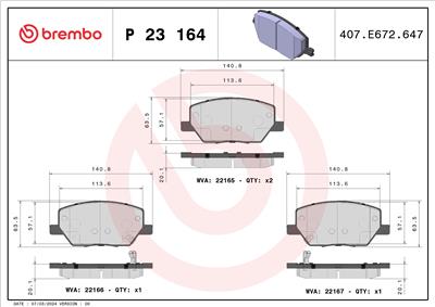 BREMBO P 23 164 Číslo výrobce: 22166. EAN: 8020584081006.