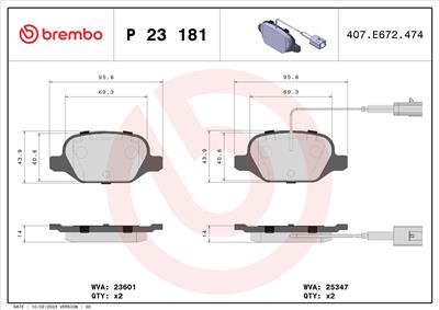 BREMBO P 23 181 Číslo výrobce: 25347. EAN: 8020584087121.