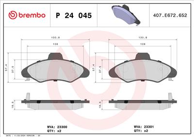 BREMBO P 24 045 Číslo výrobce: 23301. EAN: 8020584052174.