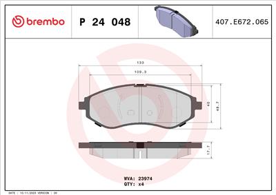 BREMBO P 24 048 Číslo výrobce: 23974. EAN: 8020584052204.