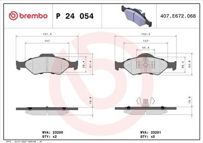 BREMBO P 24 054 Číslo výrobce: 23201. EAN: 8020584052266.