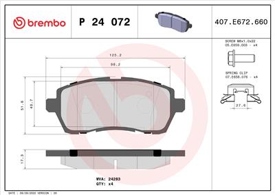 BREMBO P 24 072 Číslo výrobce: 24283. EAN: 8020584060452.