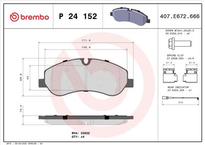 BREMBO P 24 152 Číslo výrobce: 25602. EAN: 8020584103043.