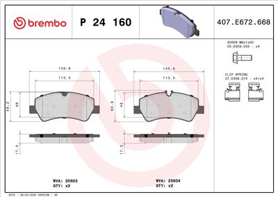 BREMBO P 24 160 Číslo výrobce: 25604. EAN: 8020584109861.