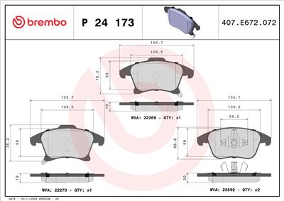 BREMBO P 24 173 Číslo výrobce: 25592. EAN: 8020584084311.