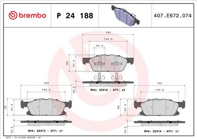BREMBO P 24 188 Číslo výrobce: 22413. EAN: 8020584084410.