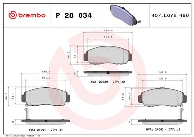 BREMBO P 28 034X Číslo výrobce: 24090. EAN: 8020584068816.