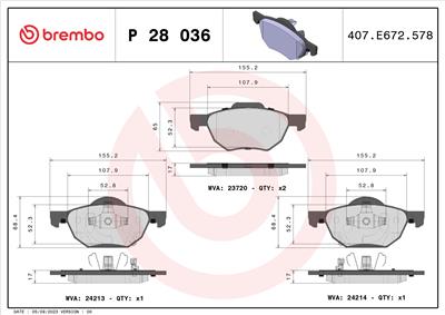 BREMBO P 28 036 Číslo výrobce: 24213. EAN: 8020584052709.
