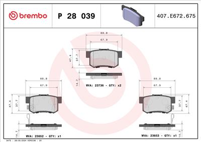 BREMBO P 28 039 Číslo výrobce: 23653. EAN: 8020584059753.