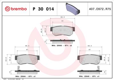 BREMBO P 30 014 Číslo výrobce: 23544. EAN: 8020584052846.