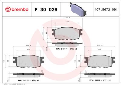 BREMBO P 30 026 Číslo výrobce: 24318. EAN: 8020584060643.