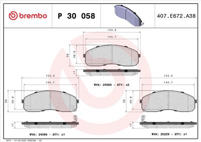 BREMBO P 30 058 Číslo výrobce: 24566. EAN: 8020584103159.
