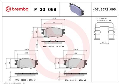 BREMBO P 30 069 Číslo výrobce: 25020. EAN: 8020584110027.